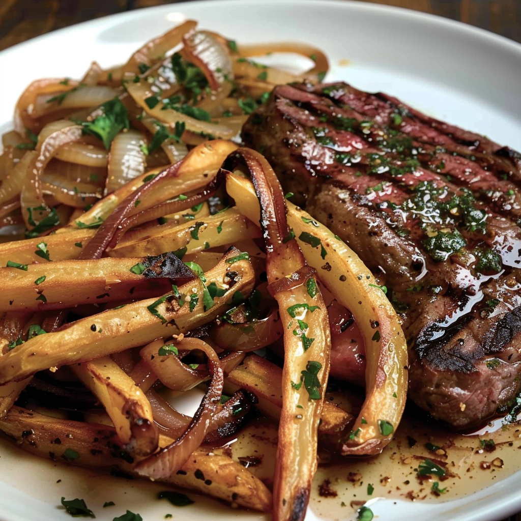 Ribeye Steak With French Onions And French Fries - Recipes Smile