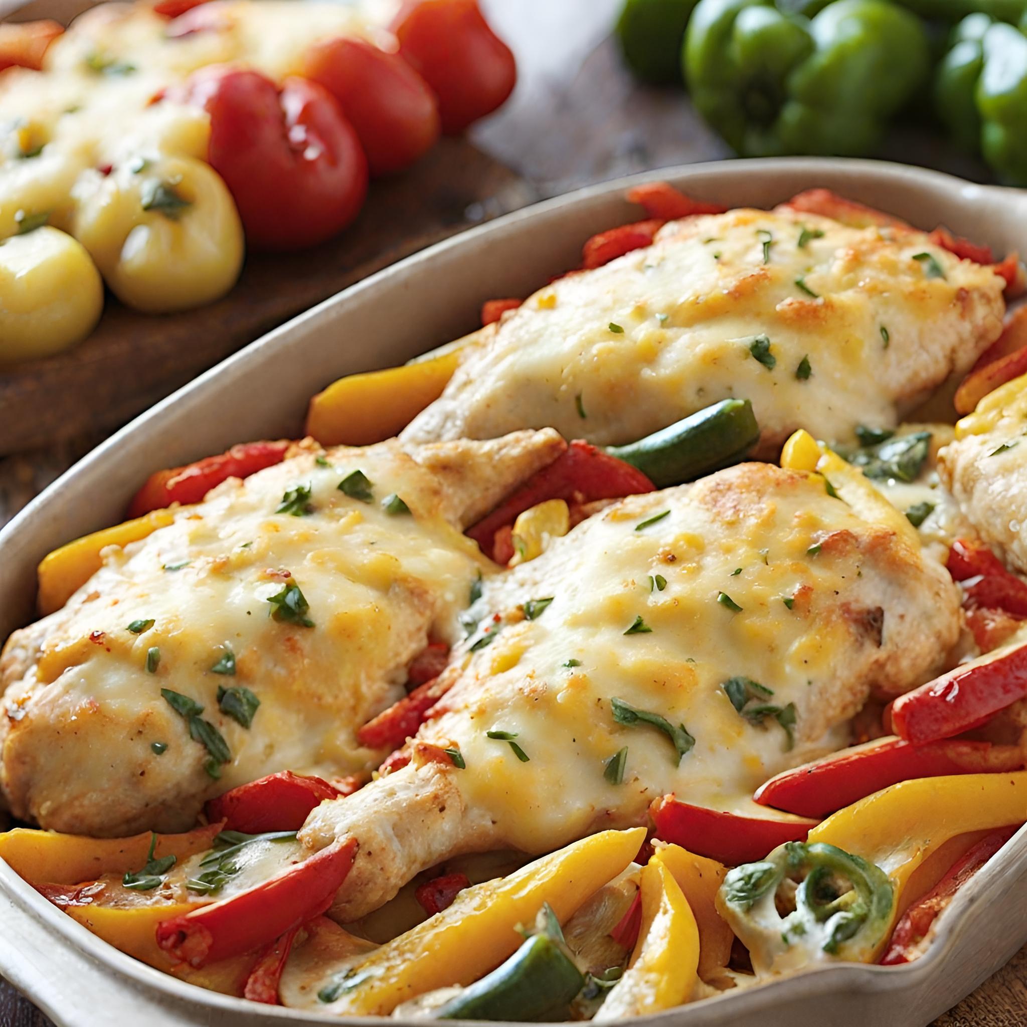 Cheesy Baked Chicken And Peppers - Recipes Smile