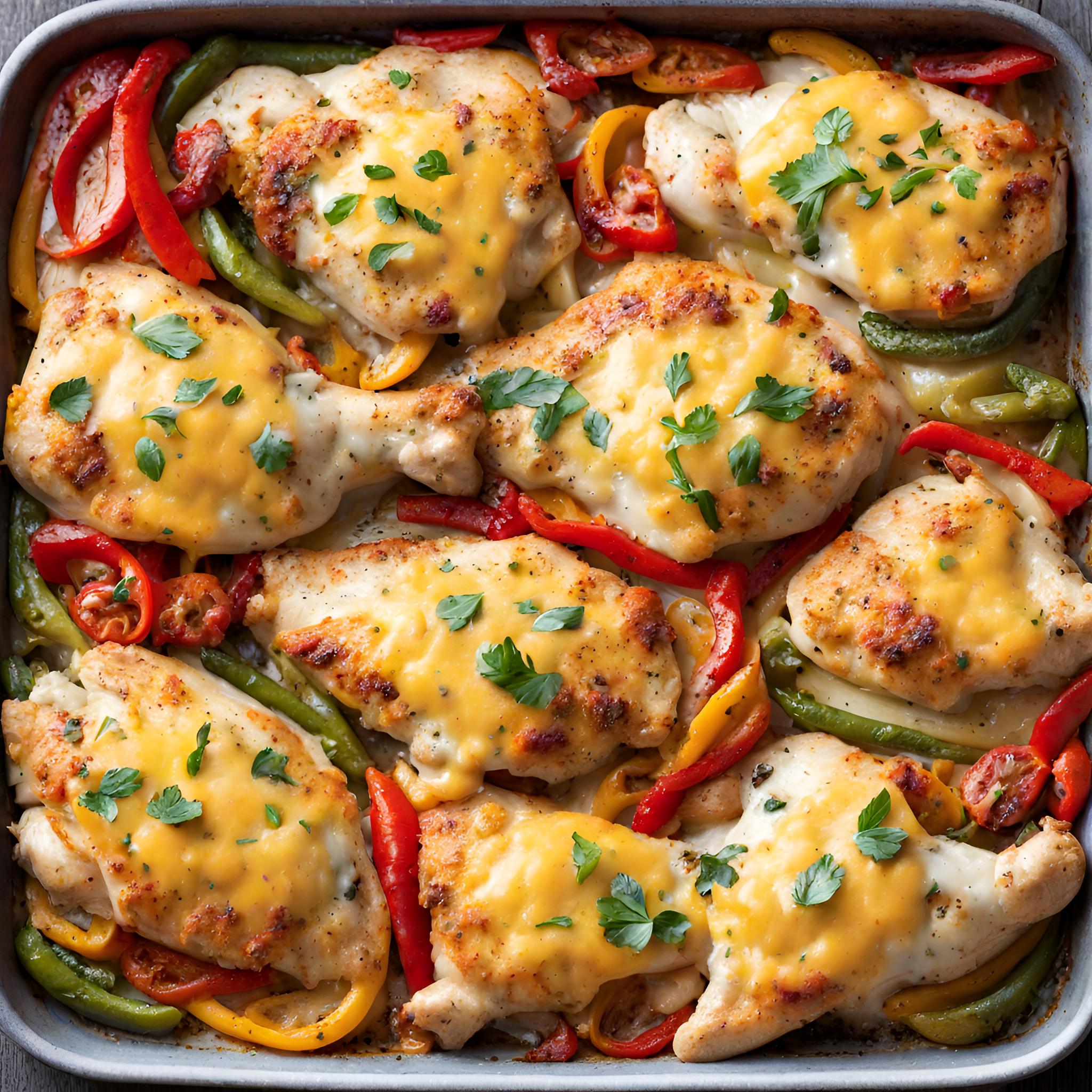 Cheesy Baked Chicken And Peppers - Recipes Smile